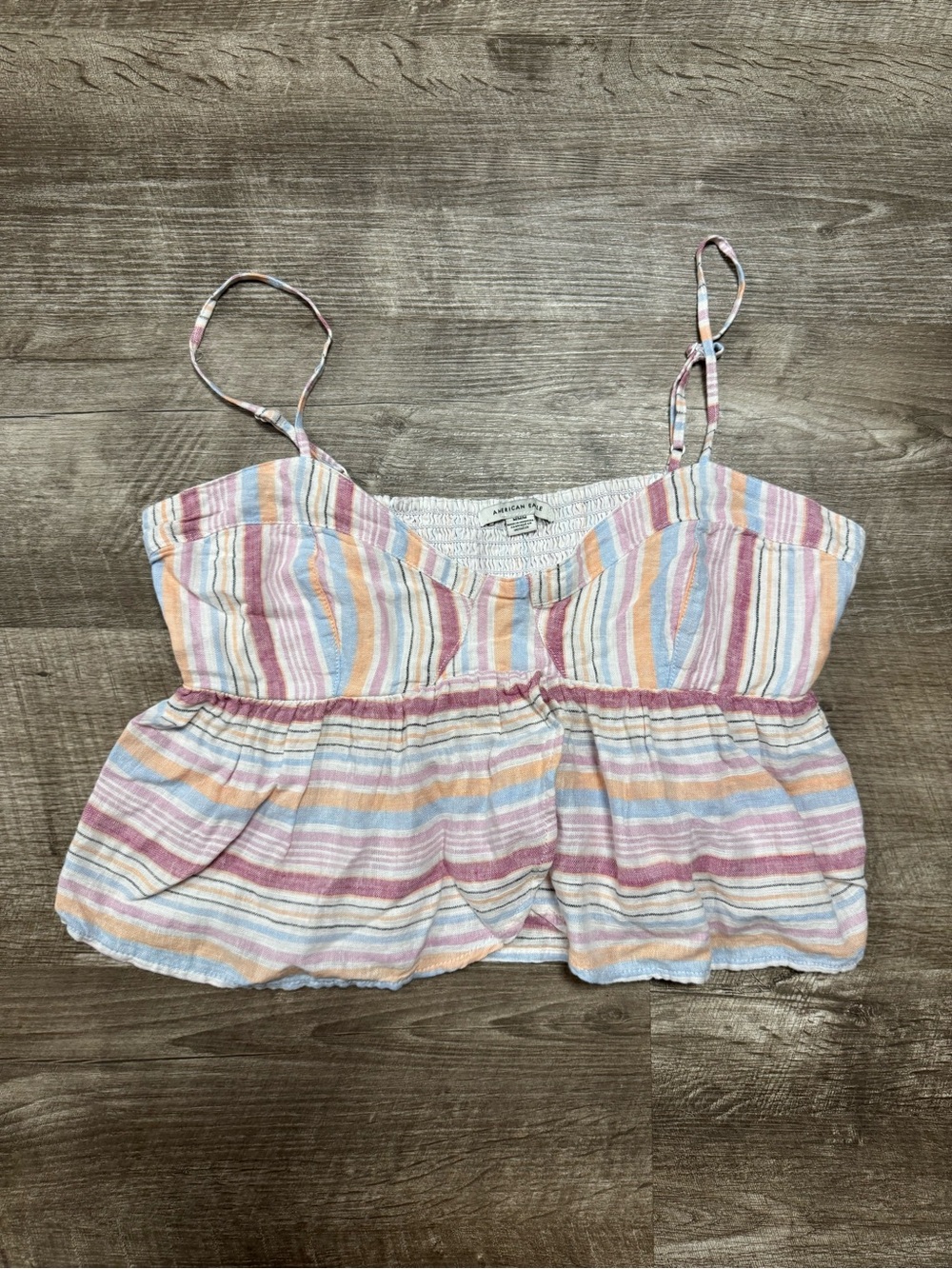 American Eagle Striped Multicolor Tank Top Crop Top Size Medium